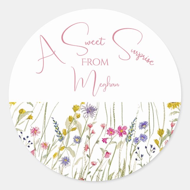 Watercolor Wildflower Botanical Baked Goods Classic Round Sticker (Front)