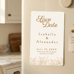 Watercolor Wildflower botanical pastel bottom flow Magnetic Invitation