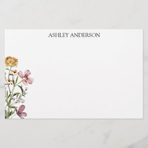 Watercolor Wildflower Bouquet #1 Personalised Name Stationery