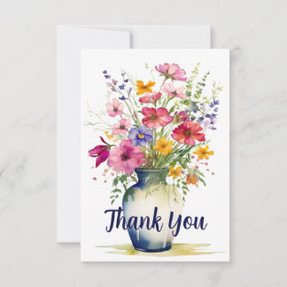 Watercolor Wildflower Bouquet Personalised Thank You Card