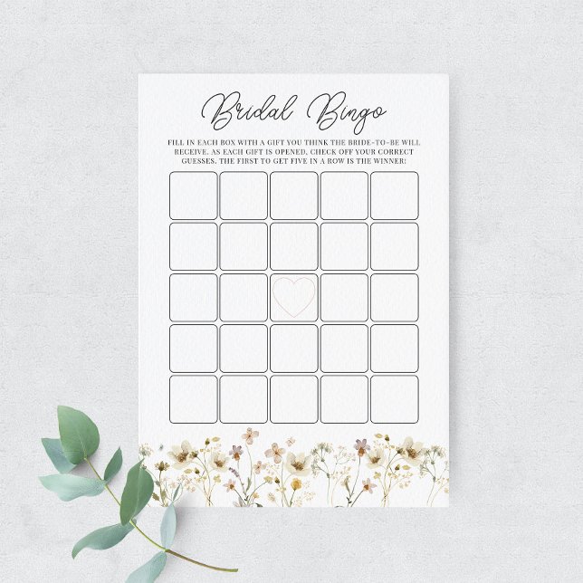 Watercolor Wildflower Bridal Bingo Game Card (Creator Uploaded)