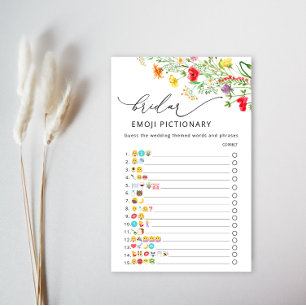 Watercolor wildflower bridal shower emoji game