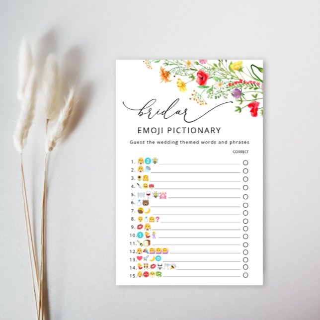 Watercolor wildflower bridal shower emoji game  (Creator Uploaded)