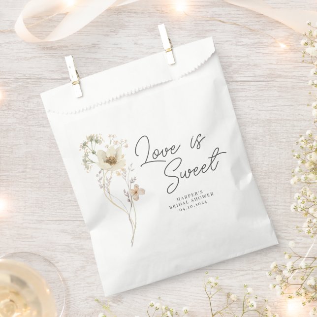 Watercolor Wildflower Bridal Shower Favour Bag (Clipped)