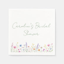 Watercolor Wildflower Bridal Shower Napkins 