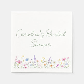 Watercolor Wildflower Bridal Shower Napkins 