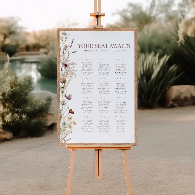 Watercolor Wildflower Bridal Shower Seating Chart (Creator Uploaded)