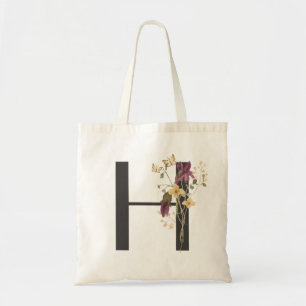 Watercolor Wildflower Bridesmaid Initial "H" Tote Bag