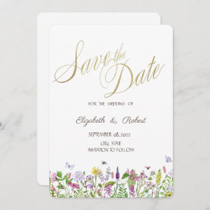 Watercolor Wildflower Butterflies Save The Date