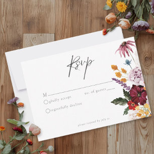 Watercolor Wildflower Butterfly Modern Wedding RSVP Card