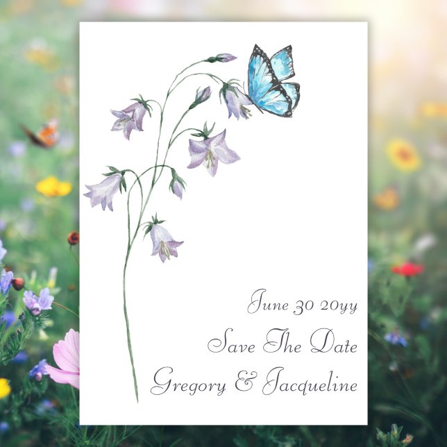 Watercolor Wildflower Butterfly Save The Date Invitation (Creator Uploaded)