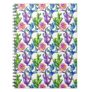 Watercolor Wildflower Cactus Pattern Notebook