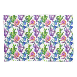 Watercolor Wildflower Cactus Pattern Pillowcase