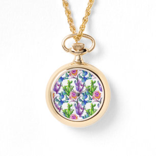 Watercolor Wildflower Cactus Pattern Watch