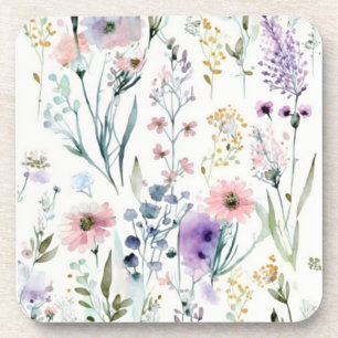 Watercolor wildflower coaster