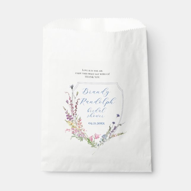 Watercolor Wildflower Crest Cube Favour Bag (Front)
