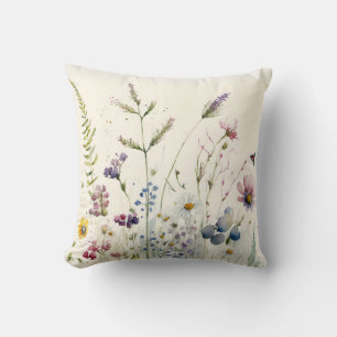 Watercolor Wildflower Cushion