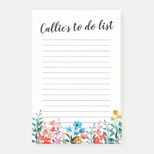 Watercolor Wildflower Custom Magnetic Notepad