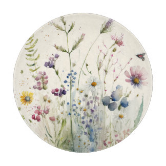 Watercolor Wildflower Cutting Board