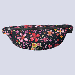 Watercolor Wildflower Dark Bum Bags