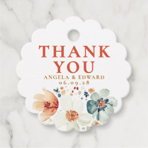 Watercolor Wildflower Elegant Boho Thank You Favour Tags