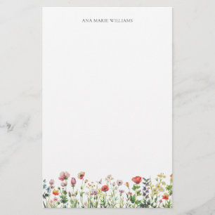 Watercolor Wildflower Elegant Stationery Paper