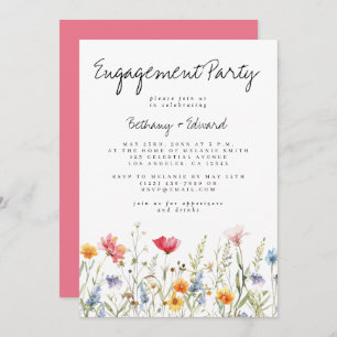 Watercolor Wildflower Engagement Party Invitation