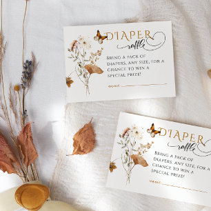 Watercolor Wildflower Fall Baby Shower diaper Enclosure Card