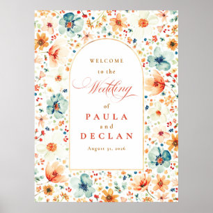 Watercolor Wildflower Fall Wedding Welcome Sign