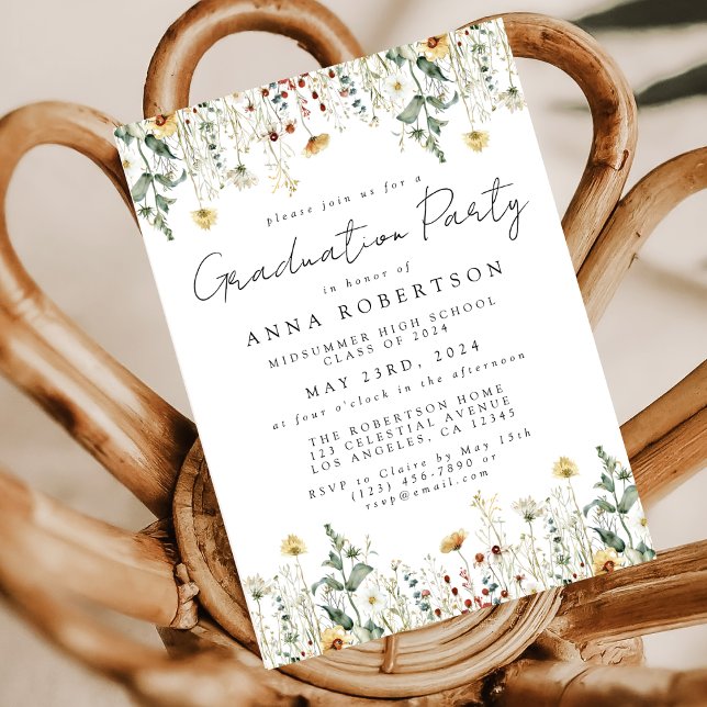 Watercolor Wildflower Field Graduation Party Invitation (Creator Uploaded)
