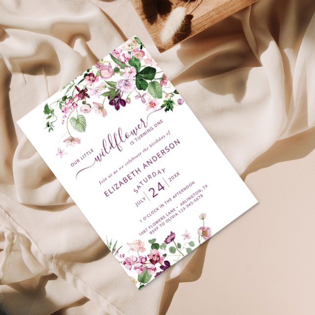 Watercolor Wildflower First Birthday Invitation (Creator Uploaded)