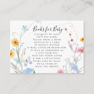 Watercolor Wildflower Floral Bee Books Baby Shower Enclosure Card