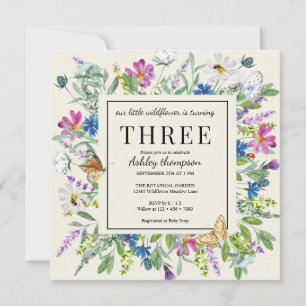 Watercolor Wildflower Floral Birthday Any Age Invitation