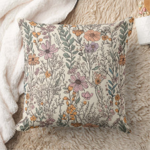 Watercolor Wildflower Floral Cushion