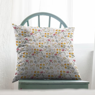 Watercolor Wildflower Floral Cushion