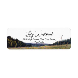 Watercolor Wildflower Floral Elegant Script Return Address Label