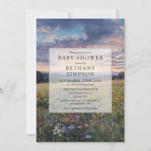 Watercolor Wildflower Floral Meadow Baby Shower Invitation