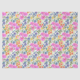 Watercolor Wildflower Floral - Pastel Pink Purple Tissue Paper