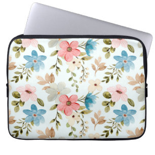 Watercolor Wildflower Floral Pattern Laptop Sleeve