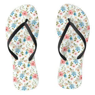 Watercolor Wildflower Floral Pattern Thongs