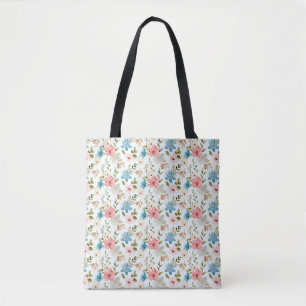 Watercolor Wildflower Floral Pattern Tote Bag