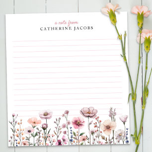 Watercolor Wildflower Floral Personalised Notepad