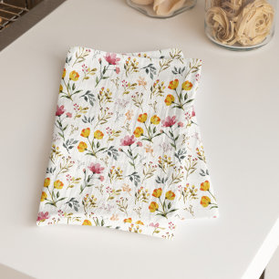 Watercolor Wildflower Floral Tea Towel