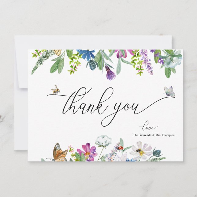 Watercolor Wildflower |  Floral Thank You Card (Front)