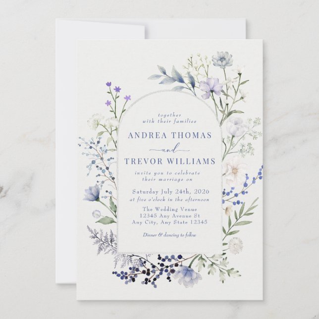 Watercolor Wildflower Floral Wedding Invitations (Front)
