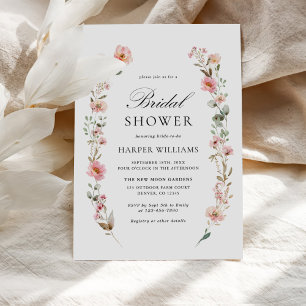Watercolor Wildflower Floral Wreath Bridal Shower Invitation