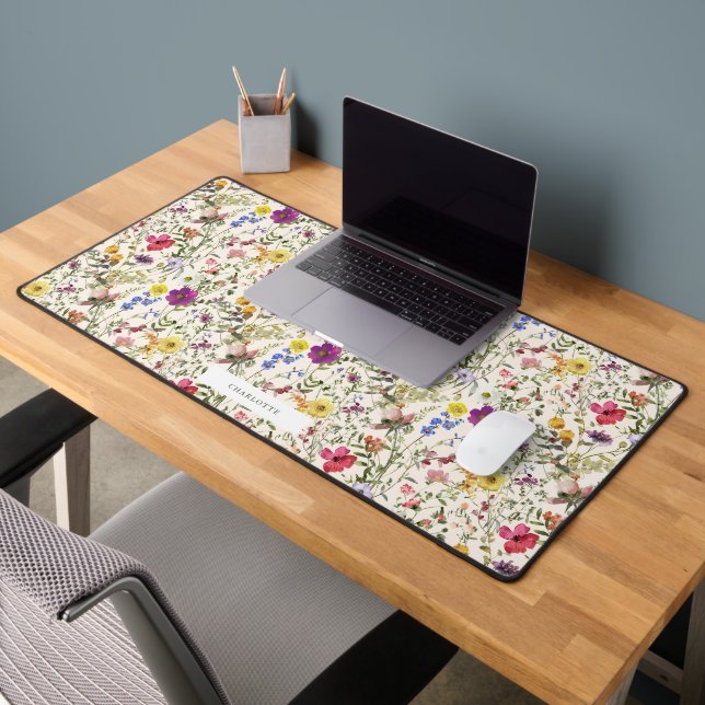 Watercolor Wildflower Florals Desk Mat (Office 2)