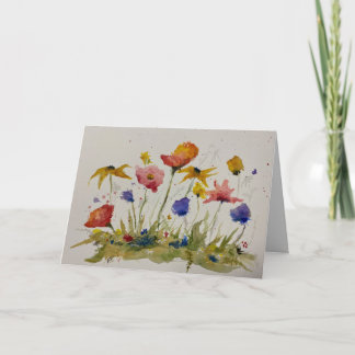 Watercolor Wildflower Folded Greeting Card