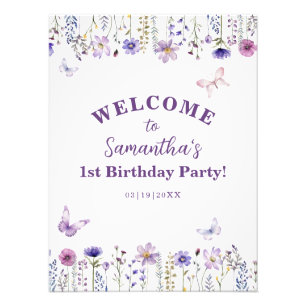 Watercolor Wildflower Garden 1st Birthday Welcome Photo Print