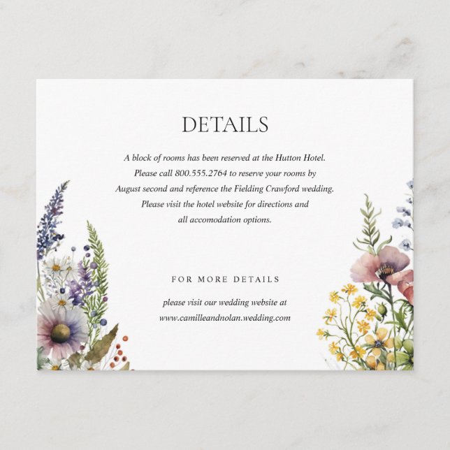 Watercolor Wildflower Garden Arch Floral Wedding Enclosure Card (Front)